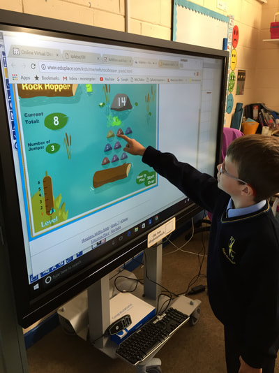 Using the interactive whiteboard.